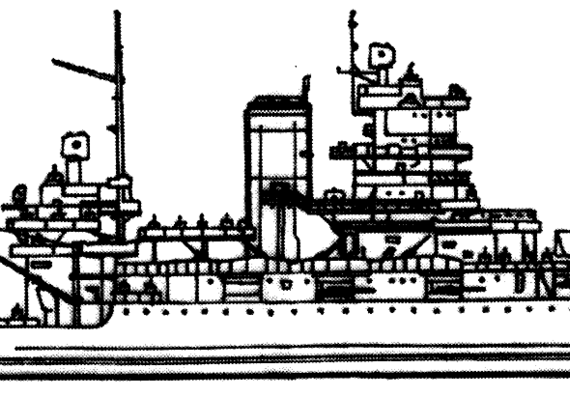 Боевой корабль USS BB-40 New Mexico 1942 [Battleship] - чертежи, габариты, рисунки